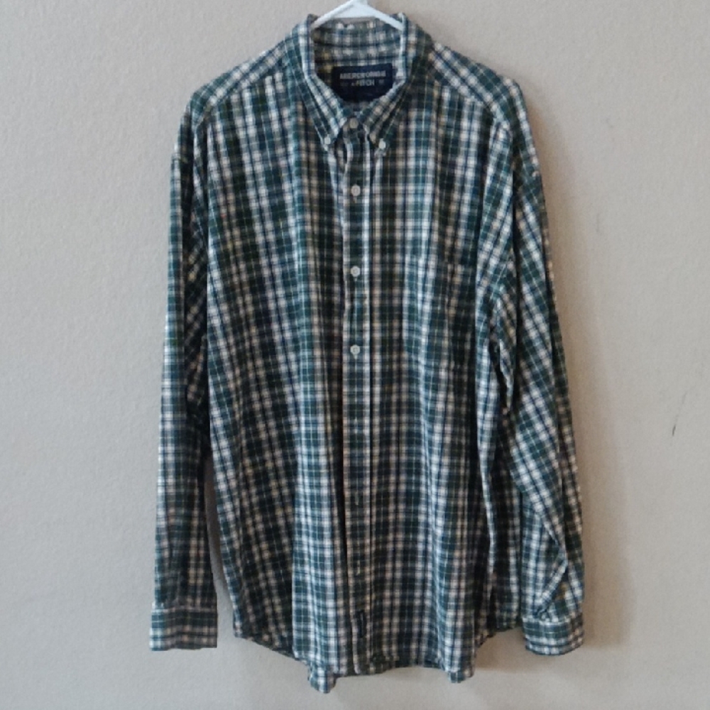 Abercrombie & Fitch Blue and Green Plaid Shirt